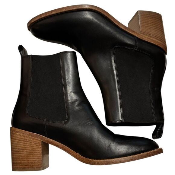 Jenni Kayne Frankie Elegant Black Leather Chelsea Ankle Luxury Boots 7 - Picture 8 of 11